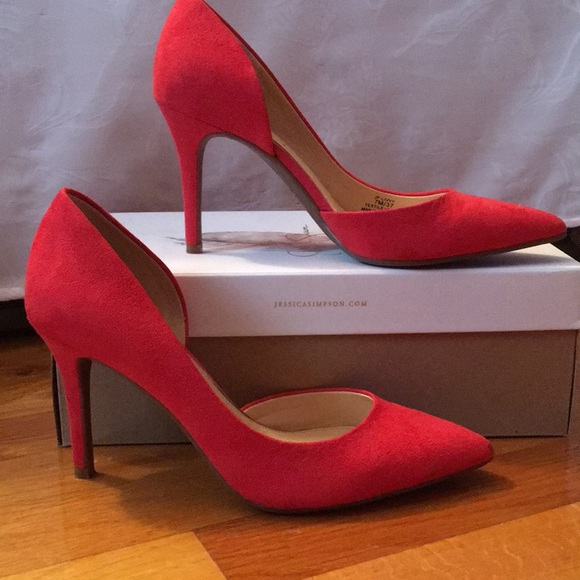 Jessica Simpson Shoes - Jessica Simpson Red Suade Heels Size 7